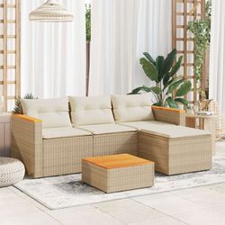 vidaXL Garten-Sofagarnitur mit Kissen Poly Rattan 3-tlg. (365828)