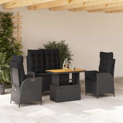 vidaXL Garten ēdamistabas komplekts ar spilveniem poliratāns 4-daļīgs (3277455)