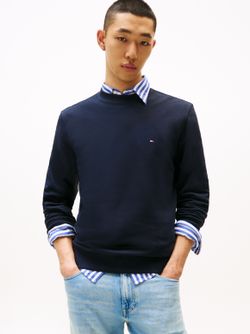 Tommy Hilfiger Frotē džemperis ar apaļu izgriezumu (MW0MW37237) Tommy Hilfiger Frotē džemperis ar apaļu izgriezumu (MW0MW37237)