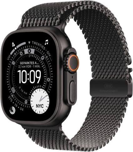 Apple Watch Ultra 3 GPS + Cellular 49 mm Titan ar Milānas siksniņu Small (Melns)