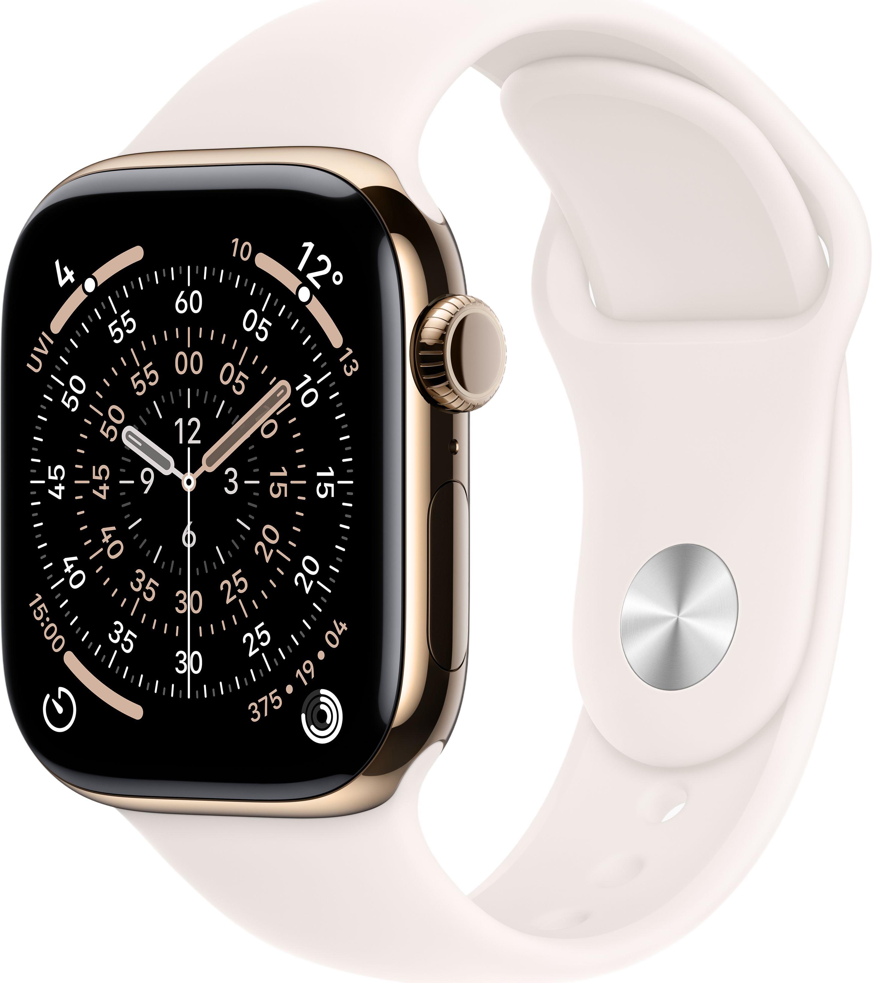 Apple Watch Series 11 GPS + Cellular 42 mm Titan ar gumijas siksniņu (Zelts)