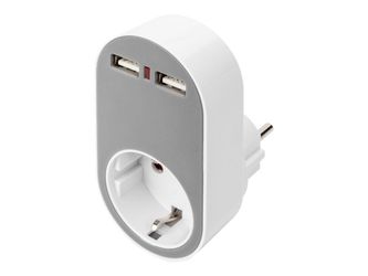 Digitus Universalais kontaktligzdas adapteris ar 2 x USB-A (DA-70617) Digitus Universalais kontaktligzdas adapteris ar 2 x USB-A (DA-70617)