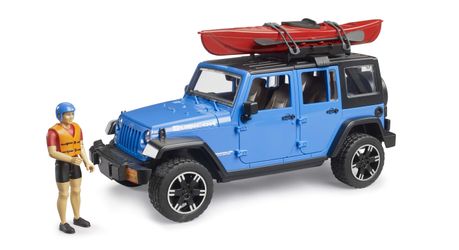 Bruder Jeep Wrangler Rubicon Unlimited ar kajaku un figūru Bruder Jeep Wrangler Rubicon Unlimited ar kajaku un figūru