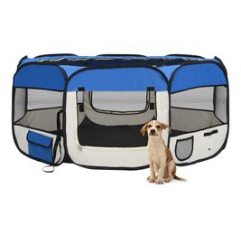 vidaXL Saliekams kucēnu aploks ar pārnēsājamo somu 145 x 145 x 61 cm (171016) vidaXL Saliekams kucēnu aploks ar pārnēsājamo somu 145 x 145 x 61 cm (171016)