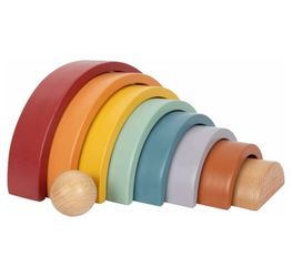 Small Foot Montessori koka celtniecības bloki varavīksne (12318) Small Foot Montessori koka celtniecības bloki varavīksne (12318)
