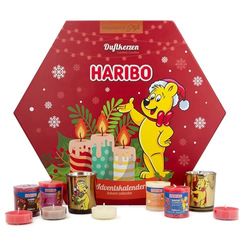 Haribo Adventa kalendāra vaska svece un tējkanna Haribo Adventa kalendāra vaska svece un tējkanna