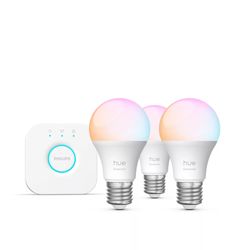 Philips Hue Essential Kit: Bridge + 3 E27 viedās spuldzes Philips Hue Essential Kit: Bridge + 3 E27 viedās spuldzes