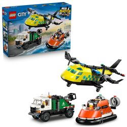 LEGO City Kombinationsset ar lidmašīnu, apkopes transportlīdzekli un gaisa spilvenu laivu (60505) LEGO City Kombinationsset ar lidmašīnu, apkopes transportlīdzekli un gaisa spilvenu laivu (60505)