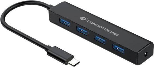 Conceptronic 4 Port USB 3.2 Gen 1 Hub ar pieslēgumu ārējam barošanas avotam (CTC4USB3)