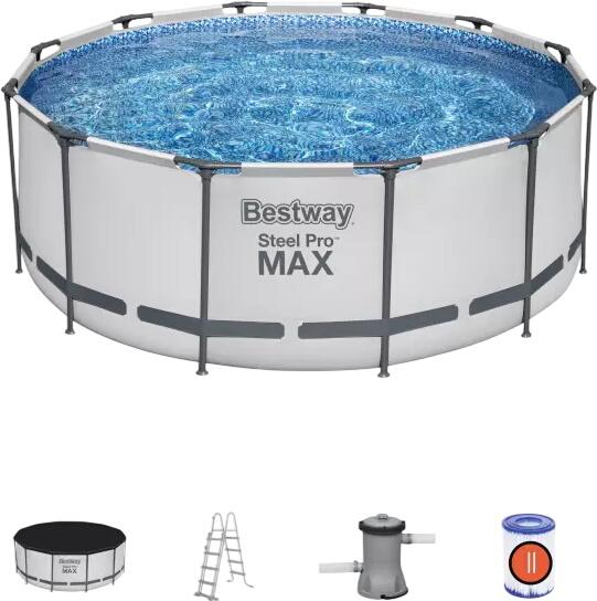 Bestway Steel Pro MAX Frame Pool Komplett-Set mit Filterpumpe Ø 366 x 122 cm (56420_22) Bestway Steel Pro MAX Frame Pool Komplett-Set mit Filterpumpe Ø 366 x 122 cm (56420_22)