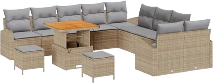 vidaXL Gartensofa komplekts ar spilveniem poliratanā 13-daļīgs (3362452) vidaXL Gartensofa komplekts ar spilveniem poliratanā 13-daļīgs (3362452)