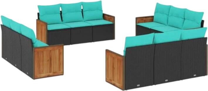 vidaXL Gartensofa komplekts ar spilveniem poliratanā 12-daļīgs (3227513) vidaXL Gartensofa komplekts ar spilveniem poliratanā 12-daļīgs (3227513)