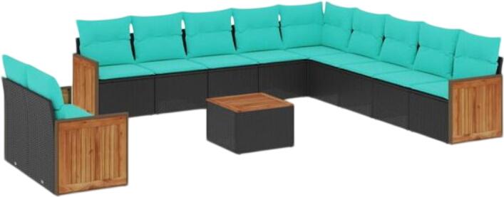 vidaXL Gartensofa komplekts ar spilveniem poliratanā 12 gab. (3227814) vidaXL Gartensofa komplekts ar spilveniem poliratanā 12 gab. (3227814)
