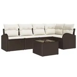 vidaXL Sofa komplekts ar spilveniem brūns poliesters (3346048) vidaXL Sofa komplekts ar spilveniem brūns poliesters (3346048)