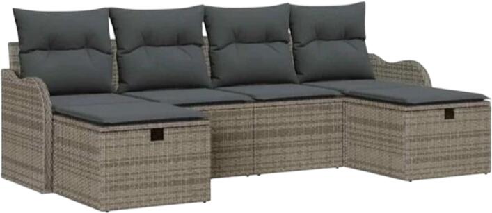 vidaXL Gartensofa komplekts ar spilveniem poliratanā 6-daļīgs (3360350) vidaXL Gartensofa komplekts ar spilveniem poliratanā 6-daļīgs (3360350)