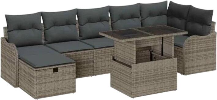 vidaXL Gartensofa komplekts ar spilveniem poliratanā 8-daļīgs (3361058) vidaXL Gartensofa komplekts ar spilveniem poliratanā 8-daļīgs (3361058)