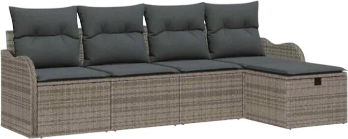 vidaXL Gartensofa komplekts ar spilveniem poliratanā 5-daļīgs (3358958) vidaXL Gartensofa komplekts ar spilveniem poliratanā 5-daļīgs (3358958)