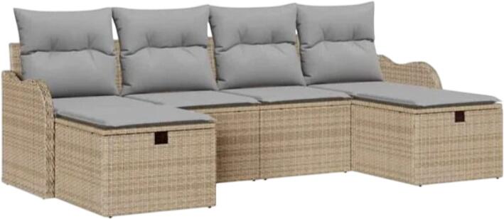vidaXL Gartensofa komplekts ar spilveniem polirotangā 6-daļīgs (3360351) vidaXL Gartensofa komplekts ar spilveniem polirotangā 6-daļīgs (3360351)