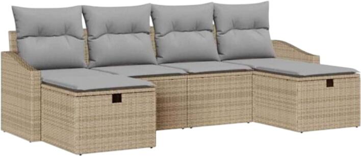 vidaXL Gartensofa komplekts ar spilveniem polirotangā 6-daļīgs (3359319) vidaXL Gartensofa komplekts ar spilveniem polirotangā 6-daļīgs (3359319)
