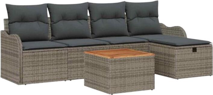 vidaXL Gartensofa komplekts ar spilveniem poliratanā 6-daļīgs (3359475) vidaXL Gartensofa komplekts ar spilveniem poliratanā 6-daļīgs (3359475)