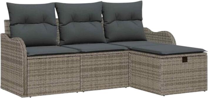 vidaXL Gartensofa komplekts ar spilveniem poliratanā 4-daļīgs (3360280) vidaXL Gartensofa komplekts ar spilveniem poliratanā 4-daļīgs (3360280)