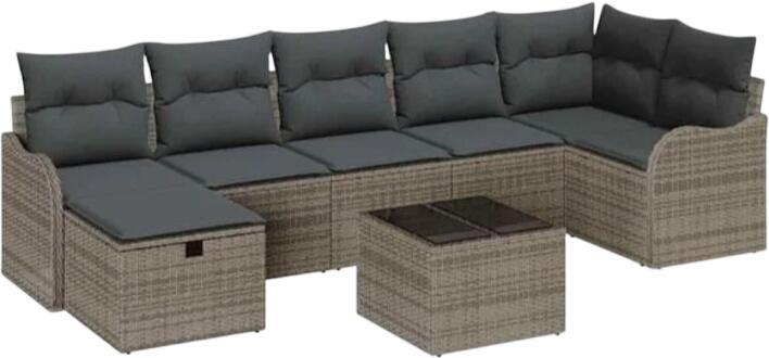 vidaXL Gartensofa komplekts ar spilveniem poliratanā 8-daļīgs (3360340) vidaXL Gartensofa komplekts ar spilveniem poliratanā 8-daļīgs (3360340)