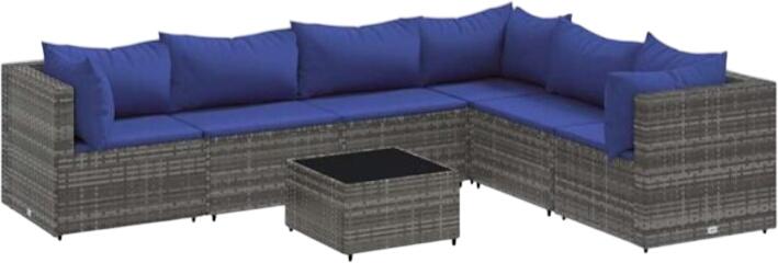 vidaXL Dārza atpūtas komplekts ar spilveniem poliratāns 7-daļīgs (3308151) vidaXL Dārza atpūtas komplekts ar spilveniem poliratāns 7-daļīgs (3308151)