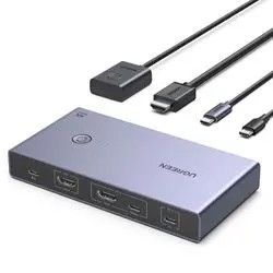UGREEN KVM slēdzis 2 vienā USB-C + HDMI (25960) UGREEN KVM slēdzis 2 vienā USB-C + HDMI (25960)
