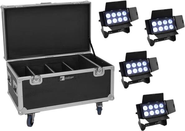 Eurolite Set 4x Multiflood IP 8x10W RGBW Wash + Case (20001000) Eurolite Set 4x Multiflood IP 8x10W RGBW Wash + Case (20001000)
