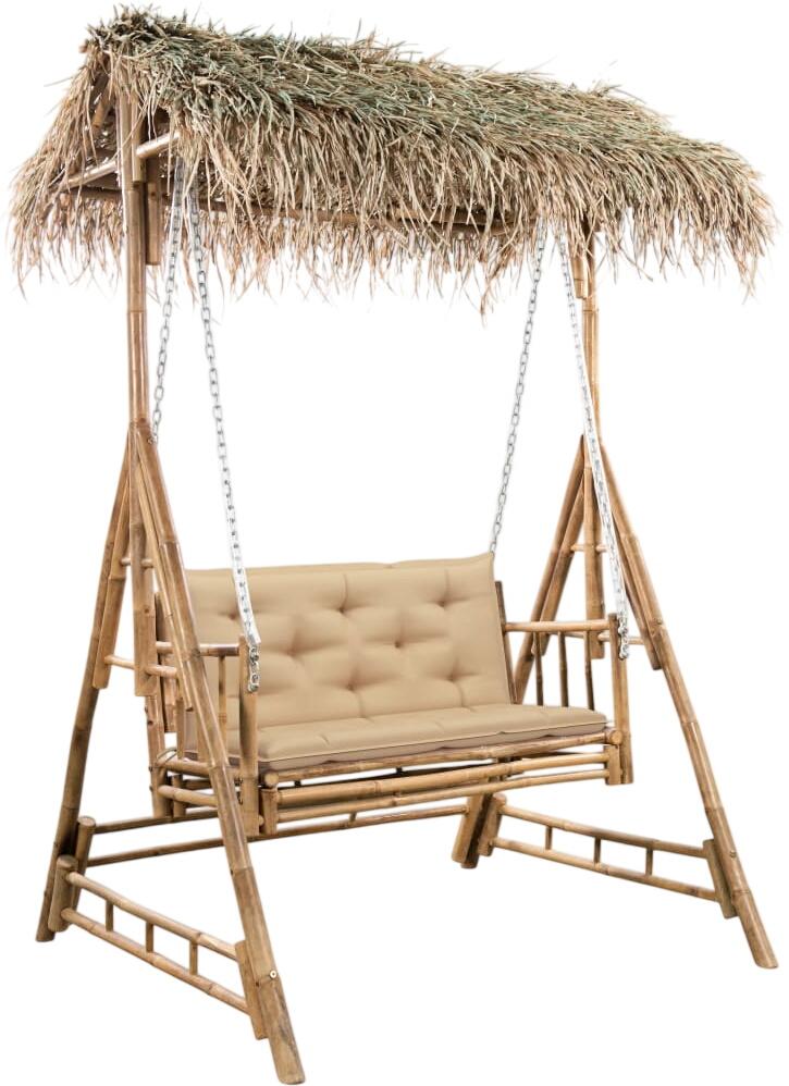 vidaXL Šūpuļkrēsls ar palmu lapām un spilveniem 202 cm (3063936) vidaXL Šūpuļkrēsls ar palmu lapām un spilveniem 202 cm (3063936)