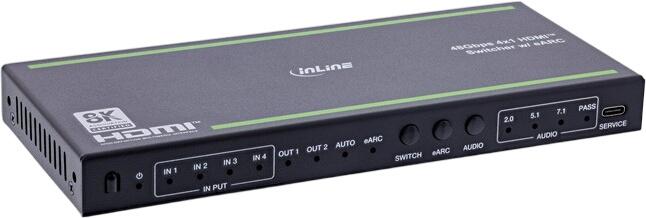 Inline HDMI slēdzis 4-vietīgs 48Gb/s (57885A) Inline HDMI slēdzis 4-vietīgs 48Gb/s (57885A)