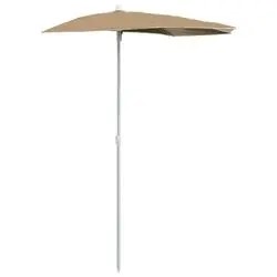 vidaXL Pusapaļš saulessargs ar mastu 180 x 90 cm vidaXL Pusapaļš saulessargs ar mastu 180 x 90 cm