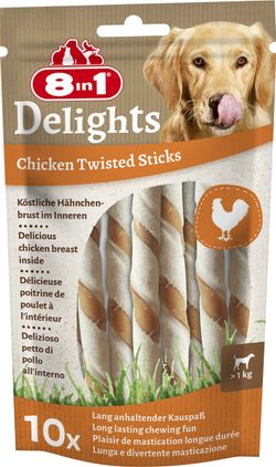 8in1 Delights Twisted košļājamais kociņš vistas