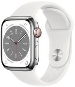 Apple Watch Series 8 GPS + Cellular 41 mm nerūsējošā tērauda ar sporta siksniņu (MNJ53FD/A) Apple Watch Series 8 GPS + Cellular 41 mm nerūsējošā tērauda ar sporta siksniņu (MNJ53FD/A)