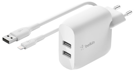 Belkin Boost Charge 24-W 2x USB-A tīkla lādētājs (WCD001vf1MWH)