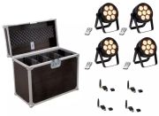 Eurolite komplekts 4x LED 7C-7 Silent Slim Spot + USB QuickDMX + futrālis Eurolite komplekts 4x LED 7C-7 Silent Slim Spot + USB QuickDMX + futrālis