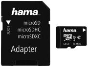 Hama microSDXC 64GB Class 10 UHS-I 80MB/s + Adapteris/Mobilais (00124140) Hama microSDXC 64GB Class 10 UHS-I 80MB/s + Adapteris/Mobilais (00124140)