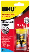 Uhu Sekundes līme Zibensātrs Mini 3 x 1 g (45415) Uhu Sekundes līme Zibensātrs Mini 3 x 1 g (45415)