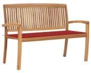 vidaXL Gartenbank mit Auflage Massivholz Teak 128,5 cm