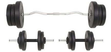 vidaXL Stienis un hanteles komplekts 60 kg (91402) vidaXL Stienis un hanteles komplekts 60 kg (91402)